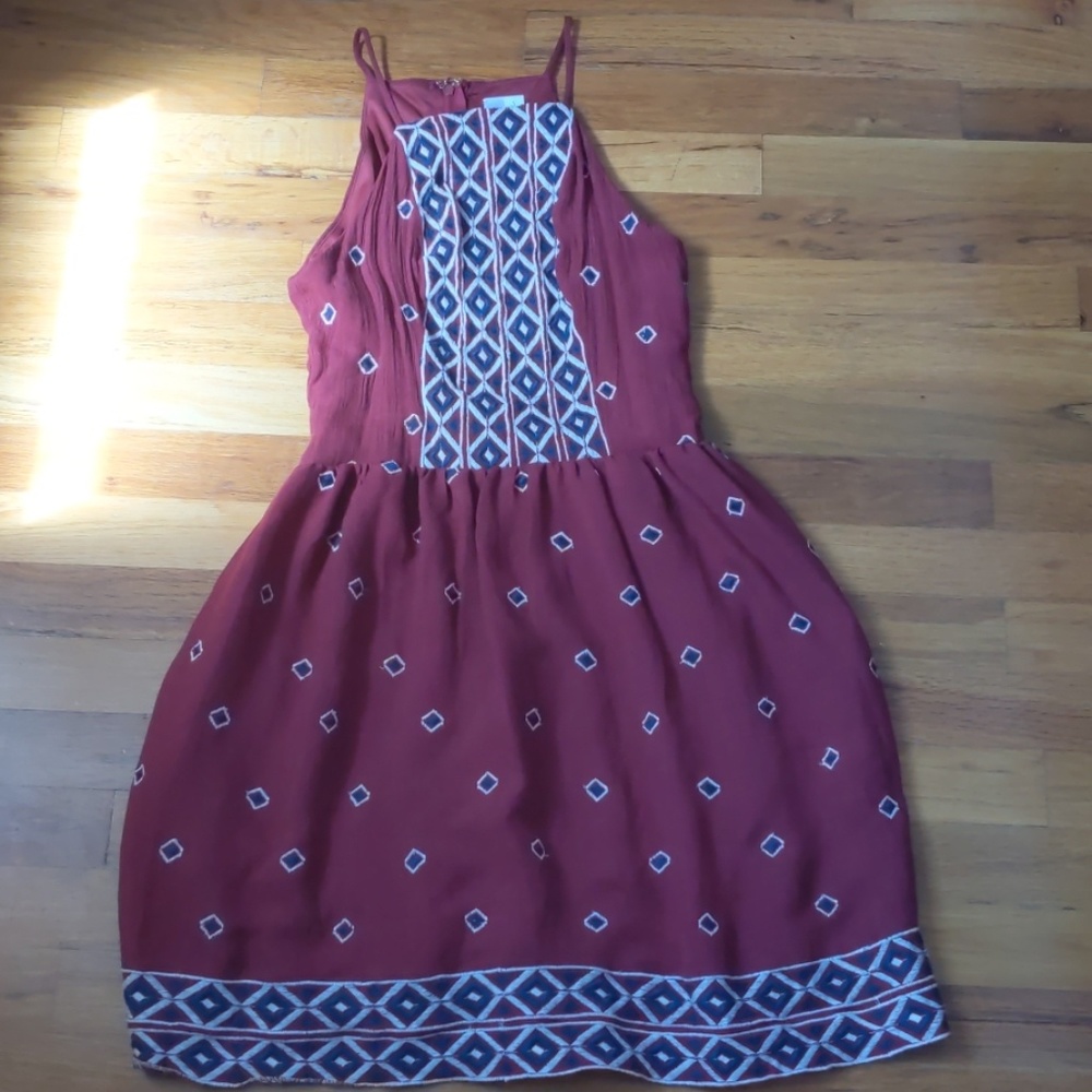 Red and Navy Halter Dress